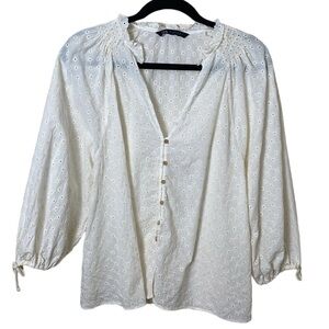 Zara Cream Popover Floral Blouse